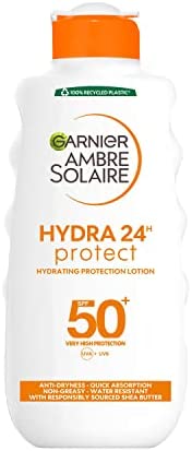 Garnier Ambre Solaire Hydra 24 Hour Protect Hydrating Protection Lotion SPF50, High Sun protection Factor 50, Water Resistant Sunscreen, with Shea Butter, UVA & UVB Protection, 200ml