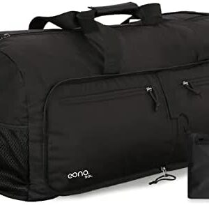Amazon Brand - Eono 90L Foldable Travel Duffle Bag Hold All Travel Luggage Bag Holiday Bag with Multi-Pockets for Women Men (Black)