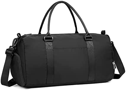 Kono Travel Duffel Bag Sports Gym Shoulder Bag for Women Men Overnight Weekend Carry on Holdall Bag with Wet Pocket and Shoe Compartment(Black)