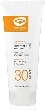 Green People Scent Free Sun Cream SPF30 200ml | Natural, Organic Sunscreen | Eczema Friendly, Sensitive Skin, Prickly Heat | Non Comedogenic, Non Greasy | Reef Safe, Cruelty Free | Face & Body