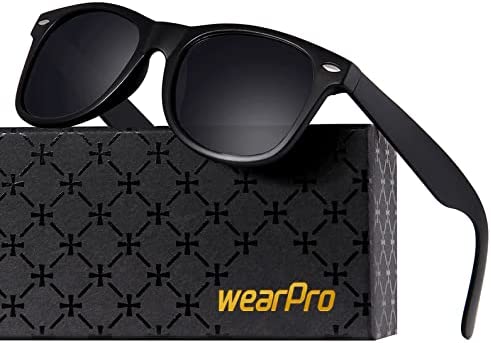 wearPro Polarised-Sunglasses-Mens-Womens-UV400-Protection Rectangular Sunglasses Retro Black Sun Glasses Unisex Classic Ultralight Shades For Cycling Driving Fishing