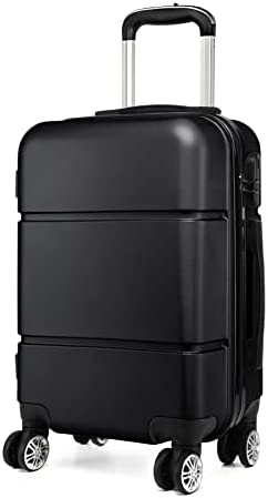 Kono Suitcase 20'' Travel Carry On Hand Cabin Luggage Hard Shell Travel Bag Lightweight, Black