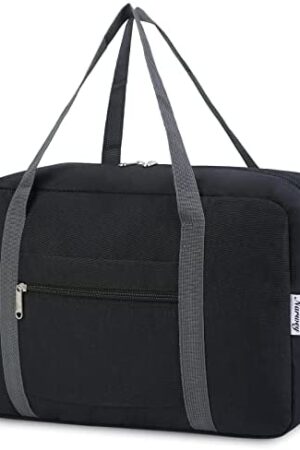 for Ryanair Airlines Cabin Bag 40x20x25 Underseat Foldable Travel Duffel Bag Holdall Tote Carry on Hand Luggage Overnight for Women and Men 20L (Black)