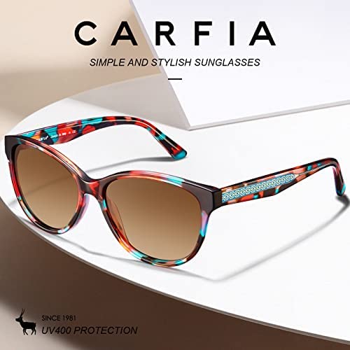 Carfia Vintage Womens Sunglasses Polarised UV Protection for Driving Outdoor Travel Acetate Frame