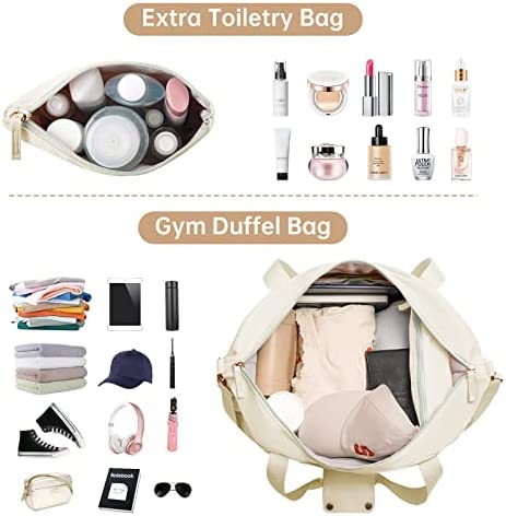 Gym Duffel Bag for Women, A-Off White, NO, Gym Bag Travel Bag