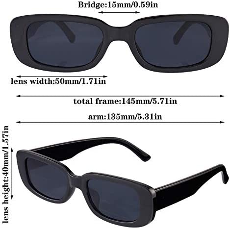 FANTESI 2 Pcs Rectangle Sunglasses, UV 400 Glasses Retro Square Sunglasses Eyewear for Women
