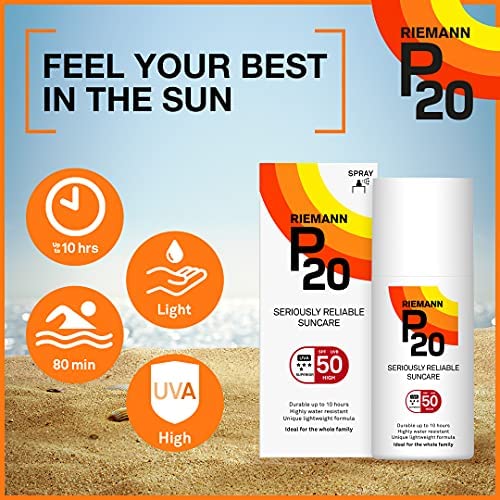 Riemann P20 Sunscreen SPF50 Spray 200ml | Long Lasting UVA & UVB Protection for up to 10 hours | Highly Water Resistant