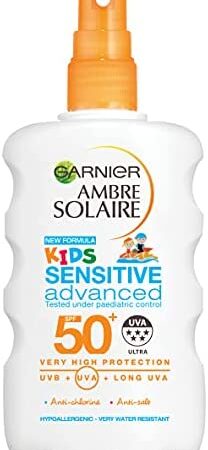Garnier Ambre Solaire Kids Sensitive Water Resistant Sun Cream Spray SPF50+ 200ml