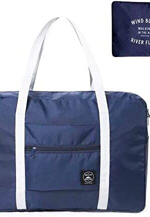 NANAOUS Travel Weekend Bag Canvas Carry on Shoulder Duffel Beach Tote Bag,18.9 * 12.6 * 6.3 in Lightweight Waterproof Foldable Storage Tote Bag Cross-Body Carry On Bag with Shoulder Strap (Navy)