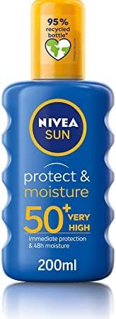 NIVEA SUN Protect & Moisture Sun Spray SPF50 (200ml), Moisturising Suncream Spray with SPF50, Advanced Sunscreen Protection, Reduces Risk of Sun Allergies