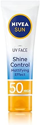 NIVEA UV Face Shine Control SPF50 (50ml), Face Sun Cream, UV Face Cream, Moisturising Cream with SPF50 for Daily Use, Sunscreen for Immediate UVA/UVB Protection