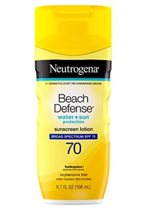 Neutrogena Beach Defense Water Resistant Sunscreen Body Lotion with Broad Spectrum SPF 70, Oil-Free and Fast-Absorbing, 6.7 oz