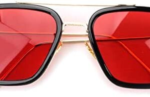 Retro Vintage Iron Man Sunglasses Tony Stark Glasses Square Metal Frame for Men Women Goggle Classic Alloy Frame