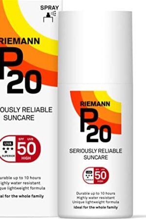 Riemann P20 Sunscreen SPF50 Spray 200ml | Long Lasting UVA & UVB Protection for up to 10 hours | Highly Water Resistant