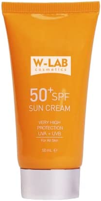 W-LAB COSMETICS 50+ SPF UVA + UVB SUNSCREEN SUN PROTECTION FACE CREAM w Hyaluronic Acid + Collagen + Centella Asiatica Extract | Very High Proctection - For all skin types