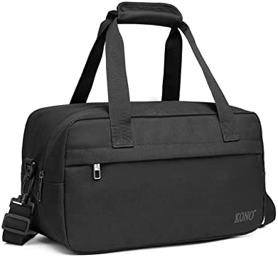 Kono 35x20x20 Holdall Cabin Luggage Travel Bag Under Seat Flight Bag with Shoulder Strap 14L (Black)