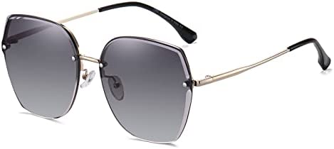SHES Trendy Oversized Polygon Sunglasses for Women Retro Nylon Flat Lens Vintage Sun Glasses UV400 Protection SH1016