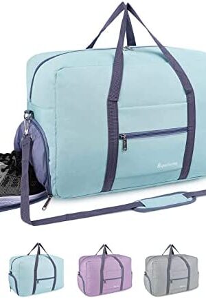 Gym Bag Womens Mens Travel Duffel Sports Bag Weekend Overnight Holdall with Shoes Comparment and Wet Pocket, Mint Green (Upgraded Double-Layered)