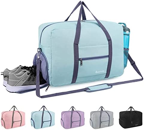 Gym Bag Womens Mens Travel Duffel Sports Bag Weekend Overnight Holdall with Shoes Comparment and Wet Pocket, Mint Green (Upgraded Double-Layered)