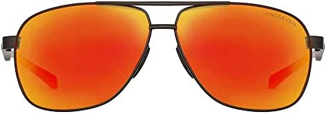 KINGSEVEN Mens Sunglasses Pilot Round Vintage Classic Retro Designed Polarized UV400 Protection Al-Mg Ultra-Light 7188