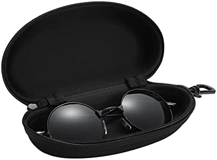 Lennon Style Sunglasses Set with Black Zip Case and Cleaning Cloth Flat Lens Round Retro Classic Circle Festival Vintage Unisex Steampunk UV400 Protection