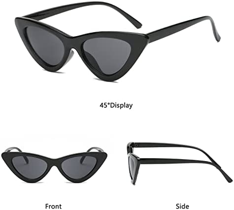 Long Keeper Retro Cat Eye Sunglasses for Women Trendy Small Slim Triangle Cateye Sun Glasses Vintage Shades UV400 Protection