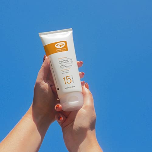 Green People Edelweiss Sun Cream SPF15 200ml | Natural, Organic Sunscreen with Tan Accelerator | Eczema Friendly, Sensitive Skin | Non Comedogenic, Non Greasy | Reef Safe, Cruelty Free | Face & Body