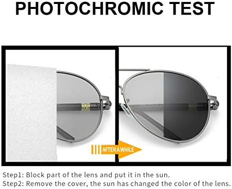 TJUTR Mens Photochromic Sunglasses Polarized for Driving Metal Frame with UVA UVB Protection