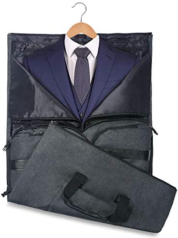 Carry-on Garment Bag Large Duffel Bag Suit Travel Bag Weekend Bag Flight Bag with Shoe Pouch for Men Women (Large Black)