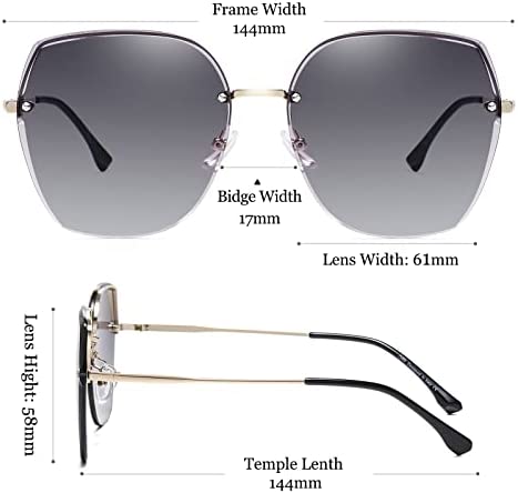 SHES Trendy Oversized Polygon Sunglasses for Women Retro Nylon Flat Lens Vintage Sun Glasses UV400 Protection SH1016