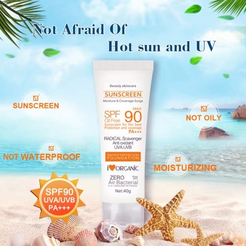 Max Spf 90 + Sun Cream, Sunscreen Cream Moisturizing Whitening Sunblock, Sunscreen Sun Uv Radiation Protection Lotion For Skin Care Of Face And Body, 40g