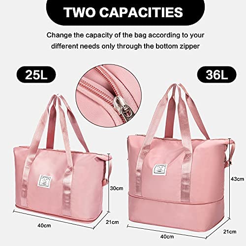 Travel Duffle Bag Weekend Overnight Bags Holdall for Women, Large Tote Carry on Bag Sports Gym Bag Womens with Wet Pocket,with Trolley Sleeve