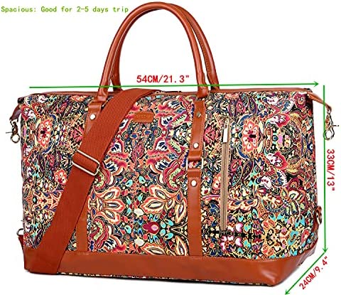 BAOSHA Oversized Travel Duffel Bag Carry on Weekender Overnight Bag for Women HB14 (Flower)