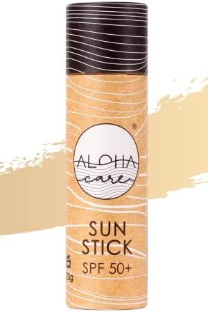 Aloha Sun Stick SPF 50+ | Face Mineral Sunscreen for Surfing | Eco-friendly Paper Tube 20g (Beige)
