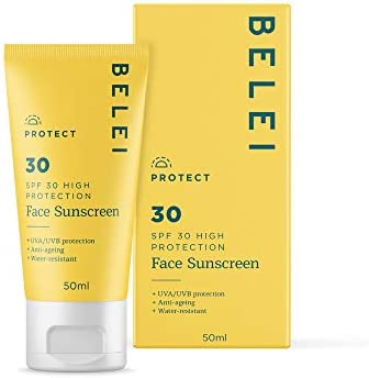 Amazon Brand - Belei - Face Sunscreen, SPF 30, UVA/UVB protection, Anti-ageing, 50ml