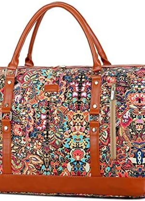 BAOSHA Ladies Travel Duffel Tote Bag Women Travel Holdall Carry on Weekender Overnight Bags Gym Sports Bag with Shoes Compartment HB-14 (Floral Prints CS)