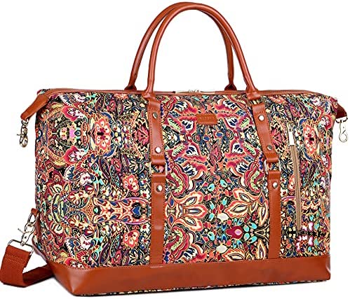 BAOSHA Oversized Travel Duffel Bag Carry on Weekender Overnight Bag for Women HB14 (Flower)