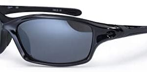 Bloc Eyewear Daytona Wrap Around Sports Sunglass - Shiny Black, 14 cm