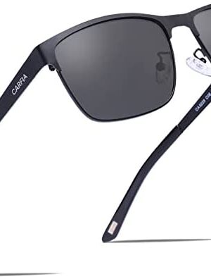 CARFIA UV Protection Mens Sunglasses Polarised Mirrored Glasses for Driving Hiking Baseball, Square Frame