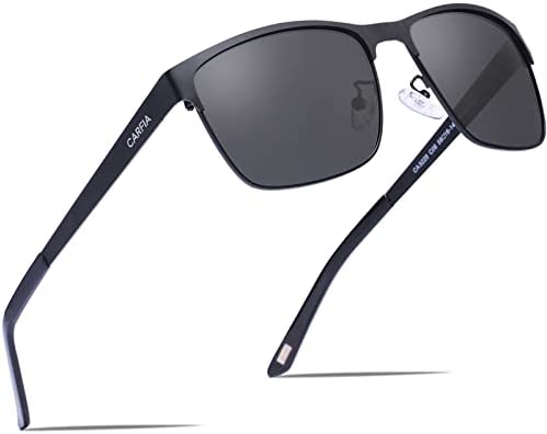 CARFIA UV Protection Mens Sunglasses Polarised Mirrored Glasses for Driving Hiking Baseball, Square Frame