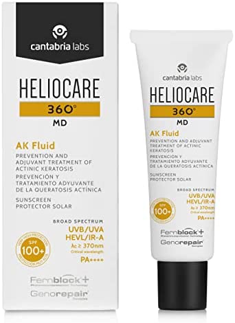 Heliocare 360° AK Fluid, Sunscreen, SPF100 Full Spectrum Protection, Made for Sensitive Skin including Actinic Keratosis, 50ml