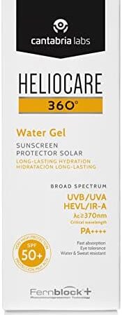 Heliocare 360° Water Gel SPF50+ 50ml / Sun Cream For Face/Daily UVA, UVB Visible light and infrared-A Anti-Ageing Sunscreen Protection/Dry and Normal Skin Types/Hydrating