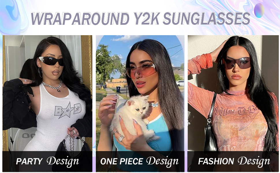 black y2k wrap around sunglasses for women men cool glasses