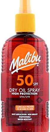 Malibu Sun SPF 50 Non-Greasy Dry Oil Spray for Tanning, High Protection, Water Resistant, 200ml