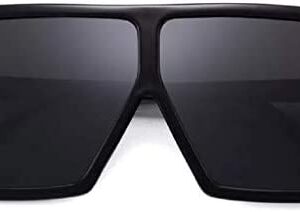 No Name Ltd Oversized Celeb Flattop Shield Sunglasses for Women Mens Big Square Black Grey Lens