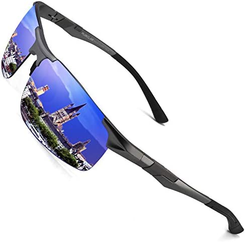 PUKCLAR Mens Driving Sunglasses Polarised Sports Sunglasses Al-Mg Metal Frame Cycling Fishing Golf Goggles