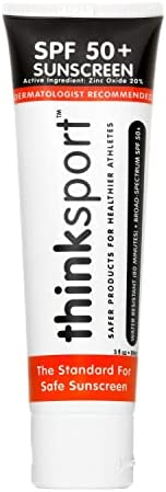 ThinkSport Sunscreen 50 SPF 89ml (3oz) - Safer Zinc Oxide Mineral Formulation - Ideal for all Sport and Outdoor Pursuits - Non-Toxic Ingredients