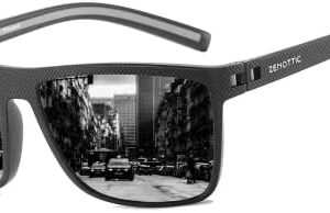 ZENOTTIC Polarised Sunglasses for Men Lightweight TR90 Frame UV400 Protection Square Sunglasses