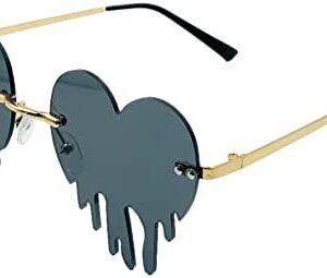 SEIUKS Heart Sunglasses Rimless for Men Women Irregular Party Sun Glasses Prom Halloween Colorful Eye Glasses