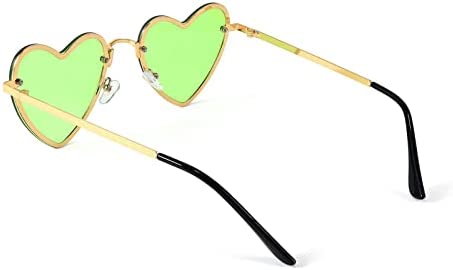 FEISEDY Candy Color Heart Sunglasses Womens Thin Metal Frame Party Hippie 70s Sunglasses B2832